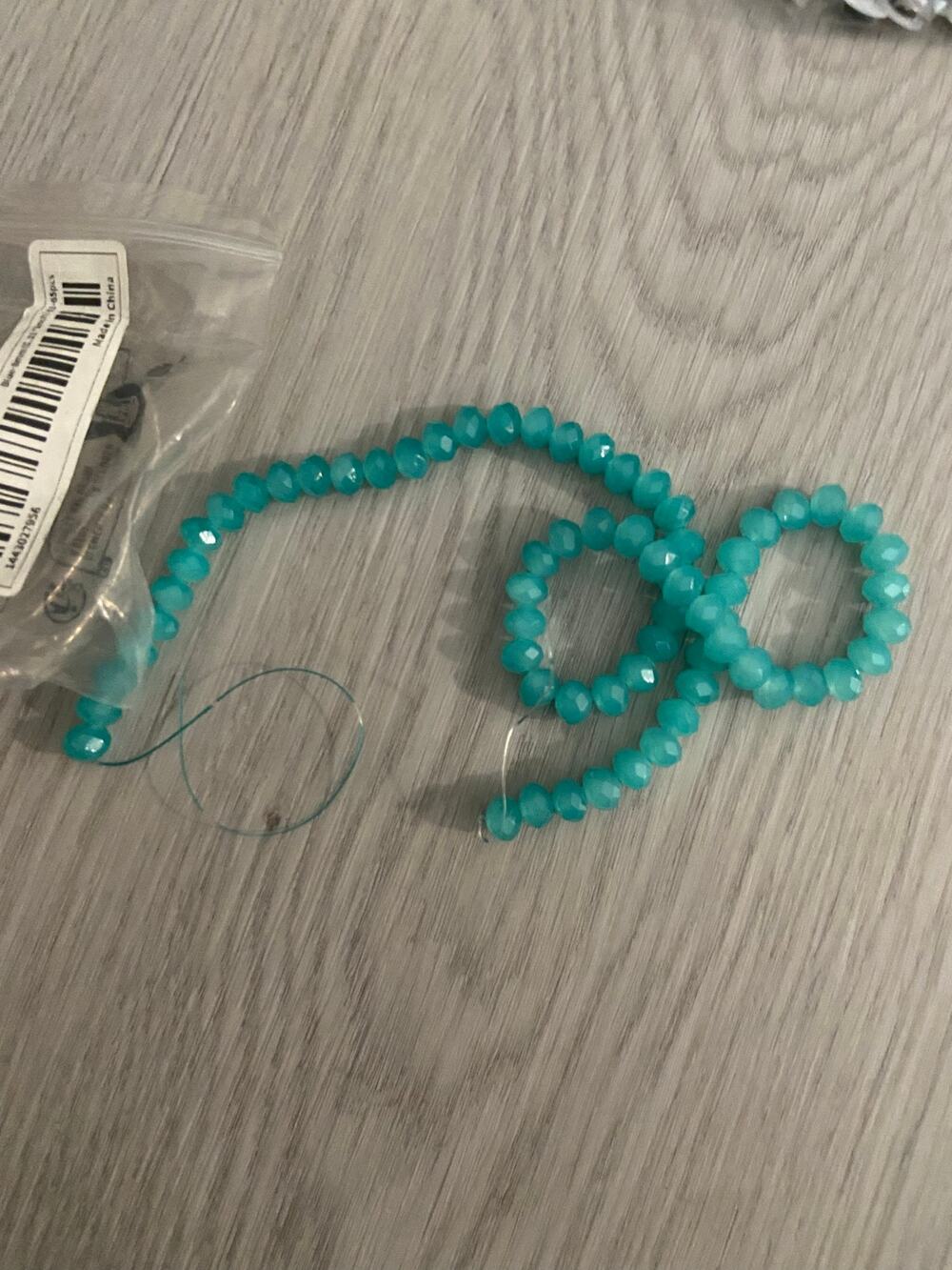 8 mm faceted teal glass beads
